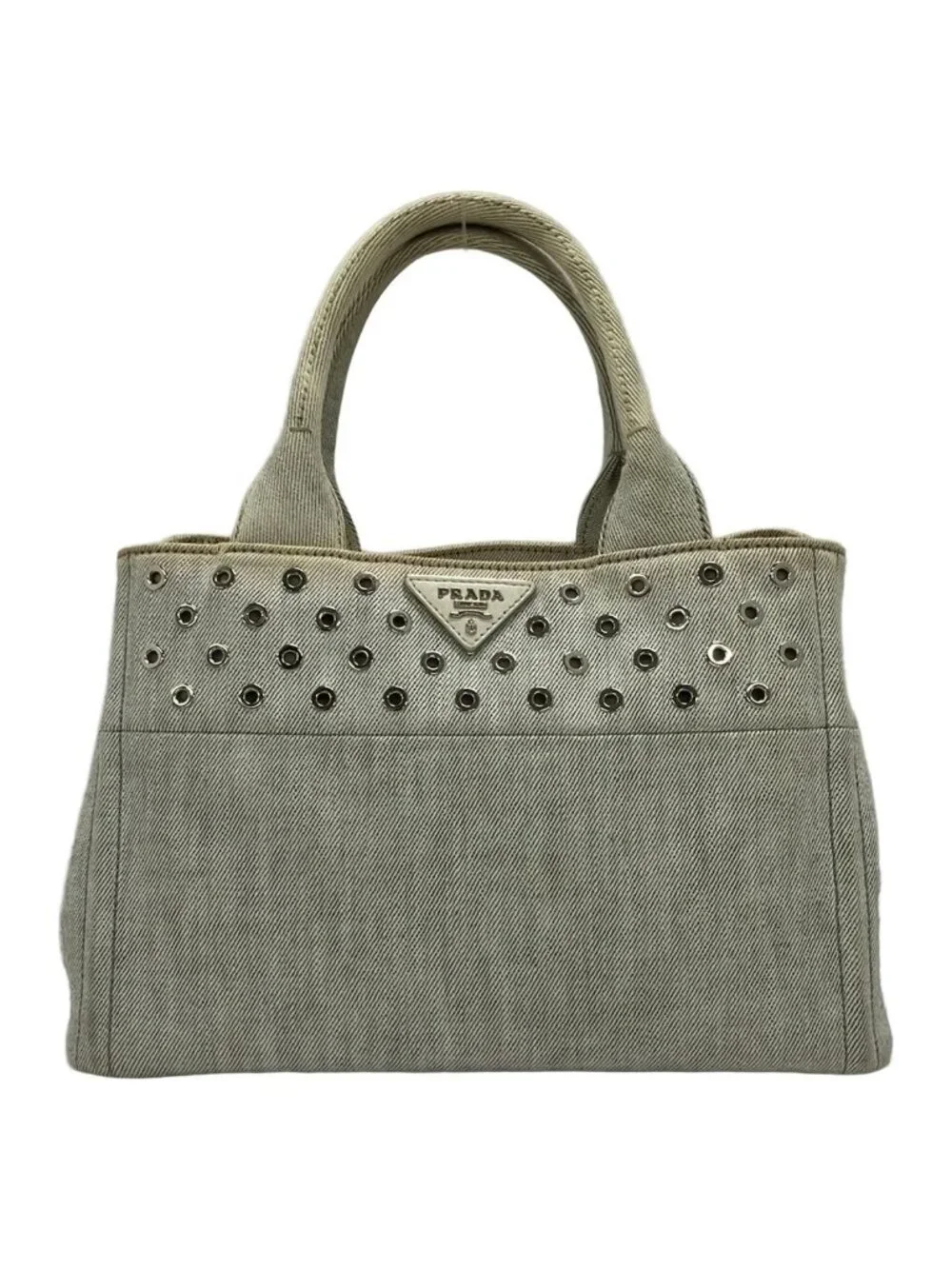 Prada Tote Canapa Grommet Bianco